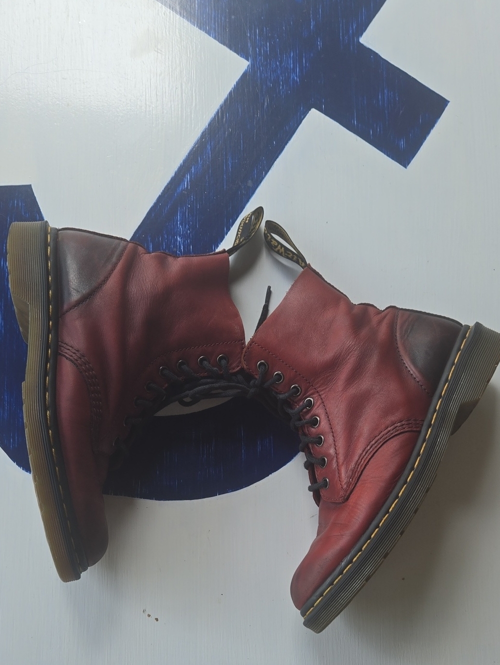 Doc Martens "Pascal" Oxblood Red Lace-up Combat Boots Size US 10